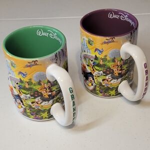 Walt Disney World 3D Embossed Grandma/ Grandpa Coffee Cups 14oz. Set Of 2